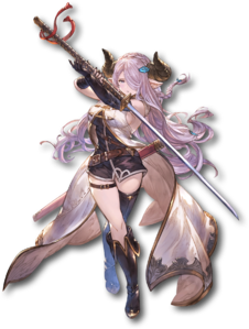 Narmaya's character illustration using the design from the mobile game