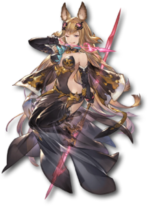 Metera's character illustration using the design from the mobile game