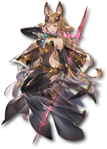 Metera's character illustration using the design from the mobile game